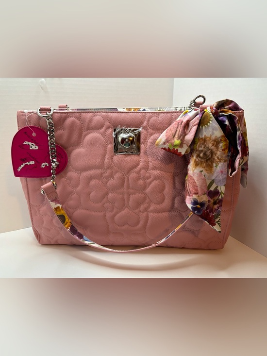 Betsey Johnson Handbags - Betsey Johnson Stylish Pink Tote shoulder bag W Floral Scarf